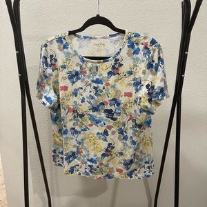 Coral Bay Blue and Yellow Floral Short Sleeve Top